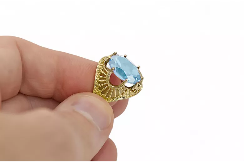 Aur galben 14K Acvamarin Inel Vintage Craft  vrc003y